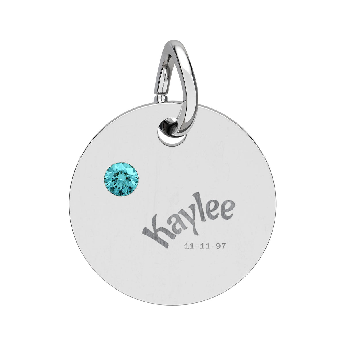 Engraved Birthstone Circle Charm Personalized Pendant | Stainless Steel