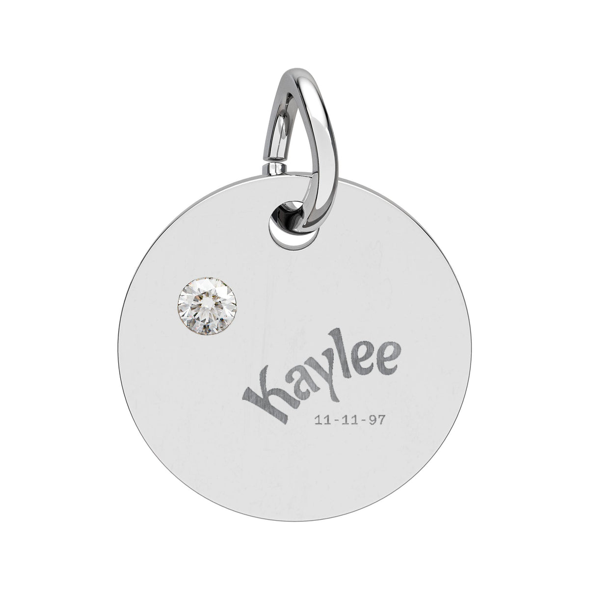 Engraved Birthstone Circle Charm Personalized Pendant | Stainless Steel