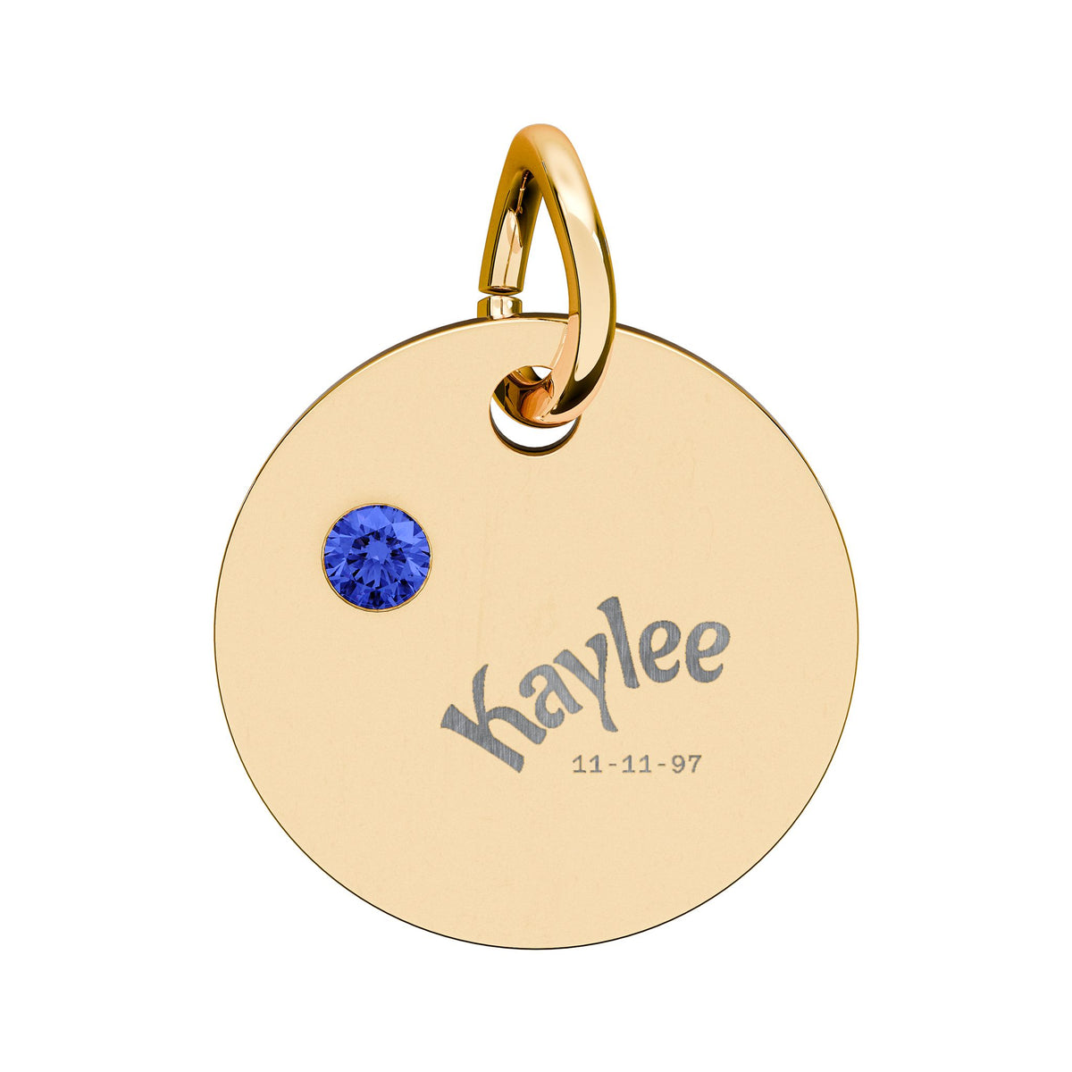 Engraved Birthstone Circle Charm Personalized Pendant | Stainless Steel