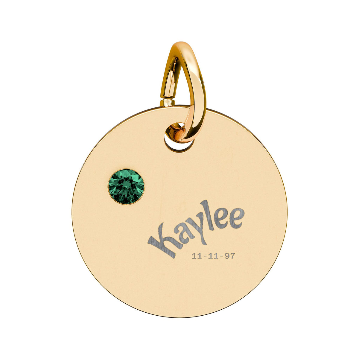 Engraved Birthstone Circle Charm Personalized Pendant | Stainless Steel