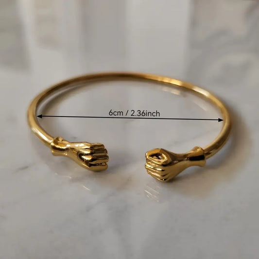 18k Gold Platted Power Fist Gold Bangle – Symbol of Strength, Unity & Freedom | Afro-Inspired Jewelry