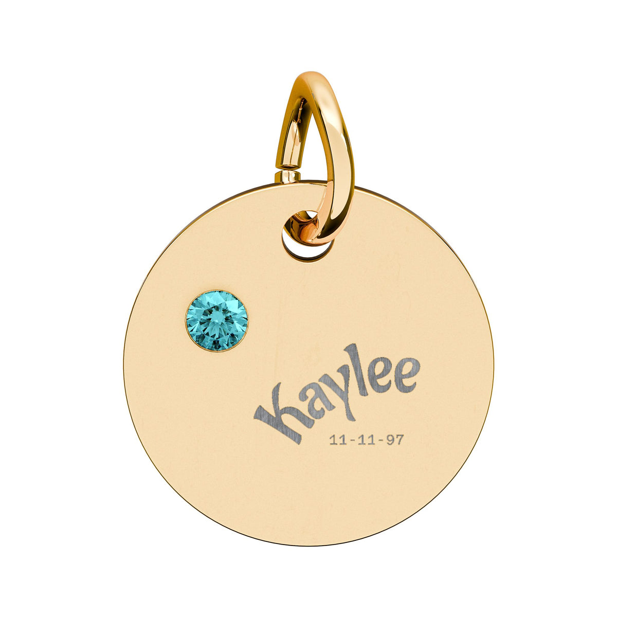 Engraved Birthstone Circle Charm Personalized Pendant | Stainless Steel