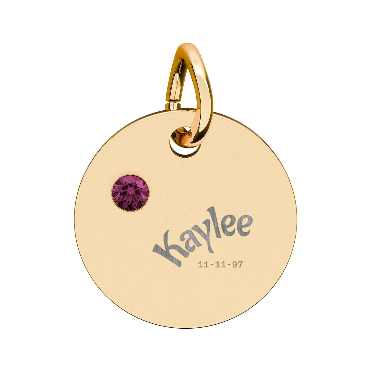 Engraved Birthstone Circle Charm Personalized Pendant | Stainless Steel