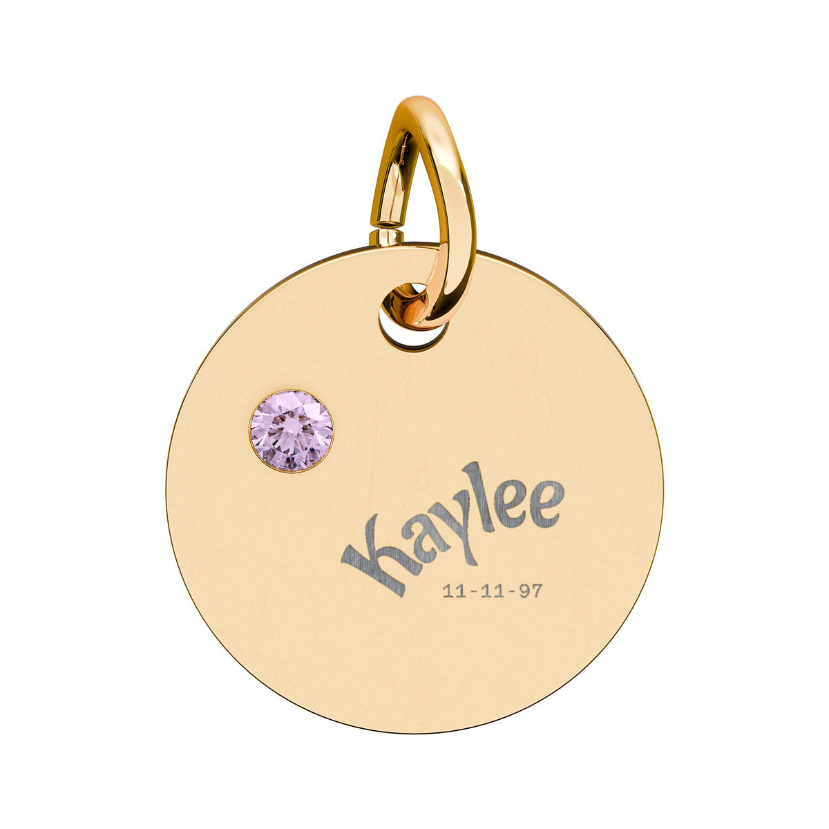 Engraved Birthstone Circle Charm Personalized Pendant | Stainless Steel
