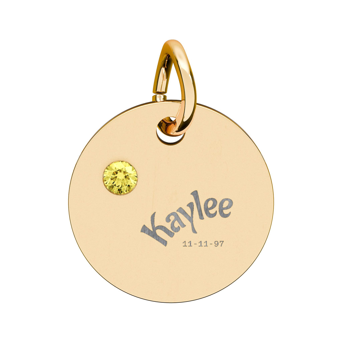 Engraved Birthstone Circle Charm Personalized Pendant | Stainless Steel
