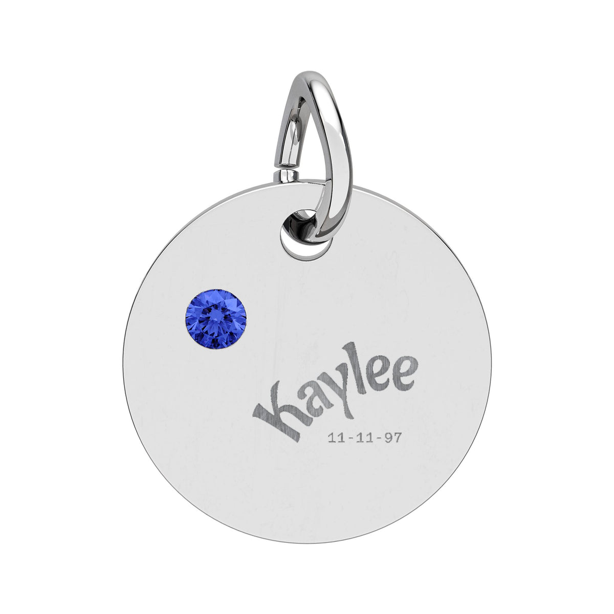 Engraved Birthstone Circle Charm Personalized Pendant | Stainless Steel
