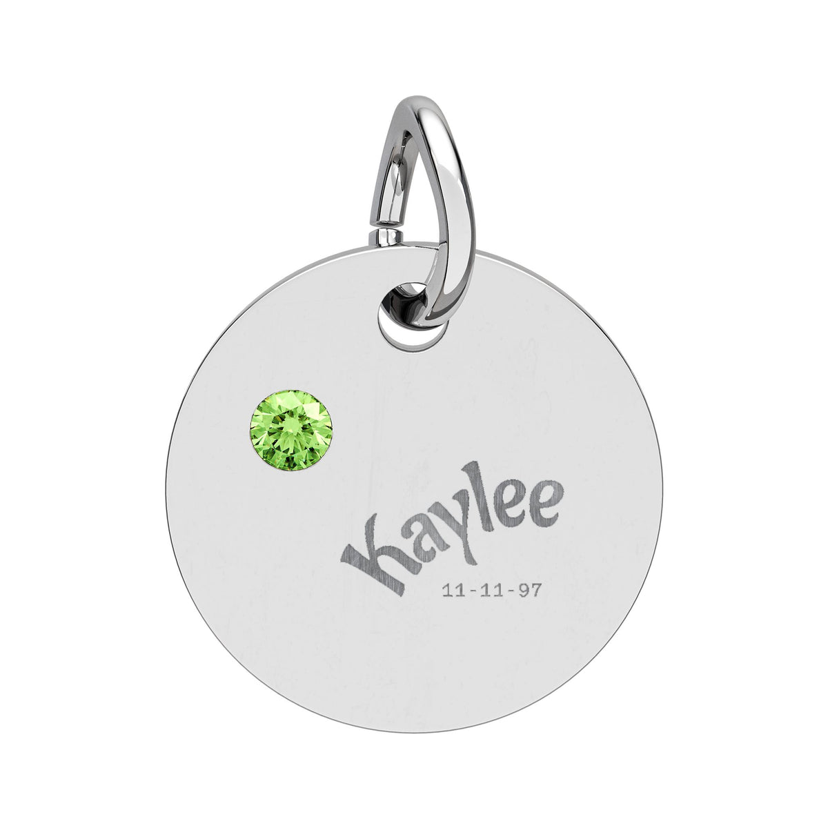 Engraved Birthstone Circle Charm Personalized Pendant | Stainless Steel