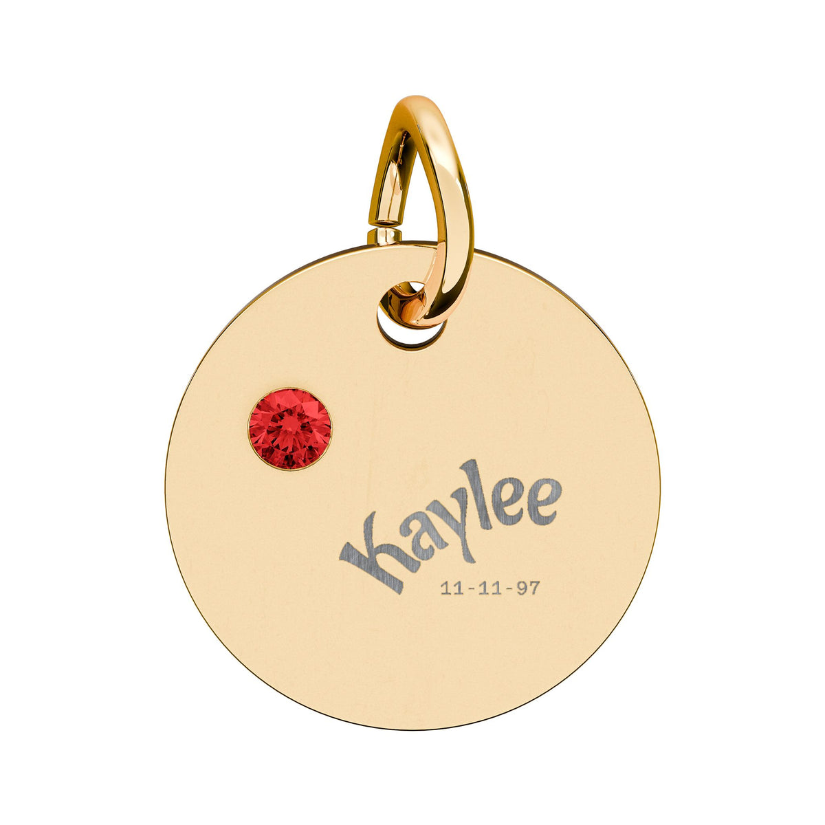 Engraved Birthstone Circle Charm Personalized Pendant | Stainless Steel
