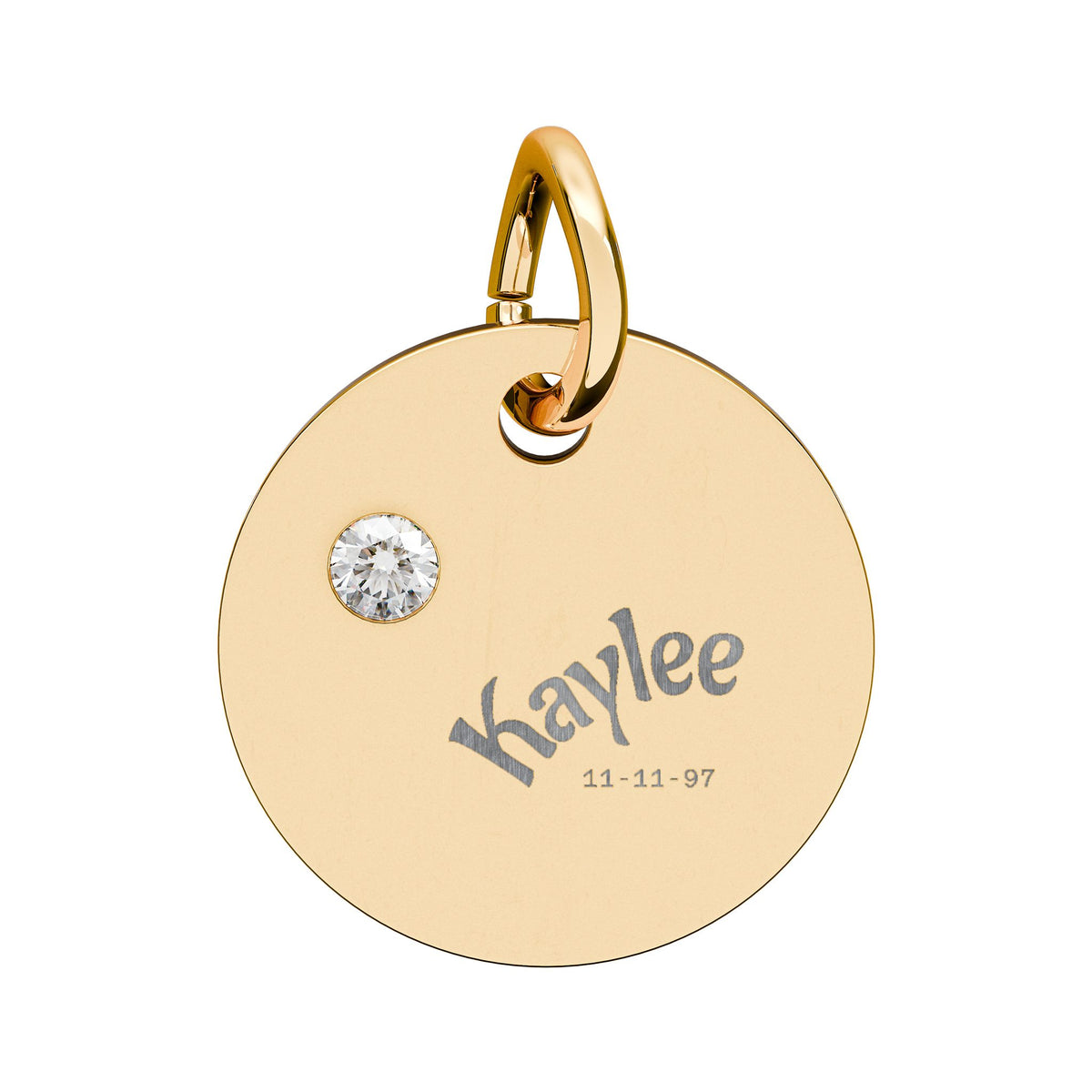 Engraved Birthstone Circle Charm Personalized Pendant | Stainless Steel