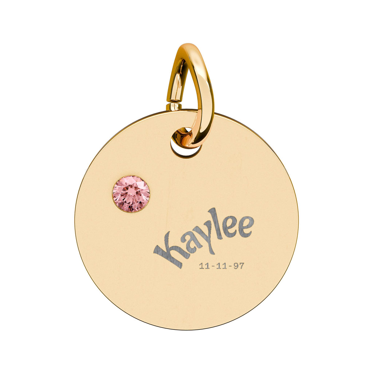 Engraved Birthstone Circle Charm Personalized Pendant | Stainless Steel