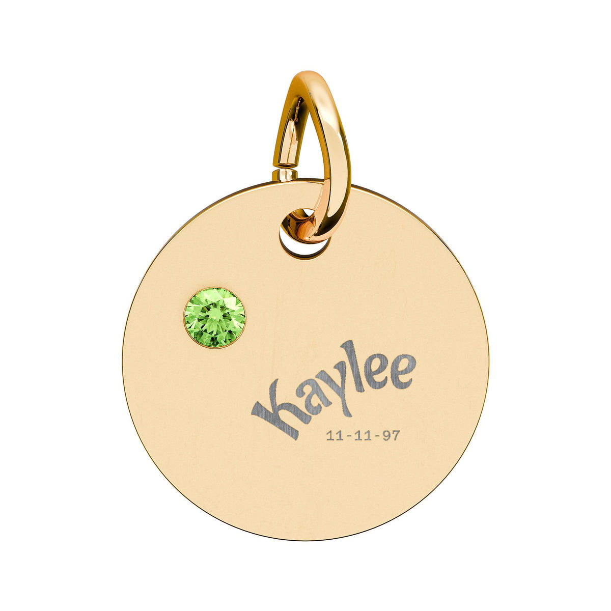 Engraved Birthstone Circle Charm Personalized Pendant | Stainless Steel