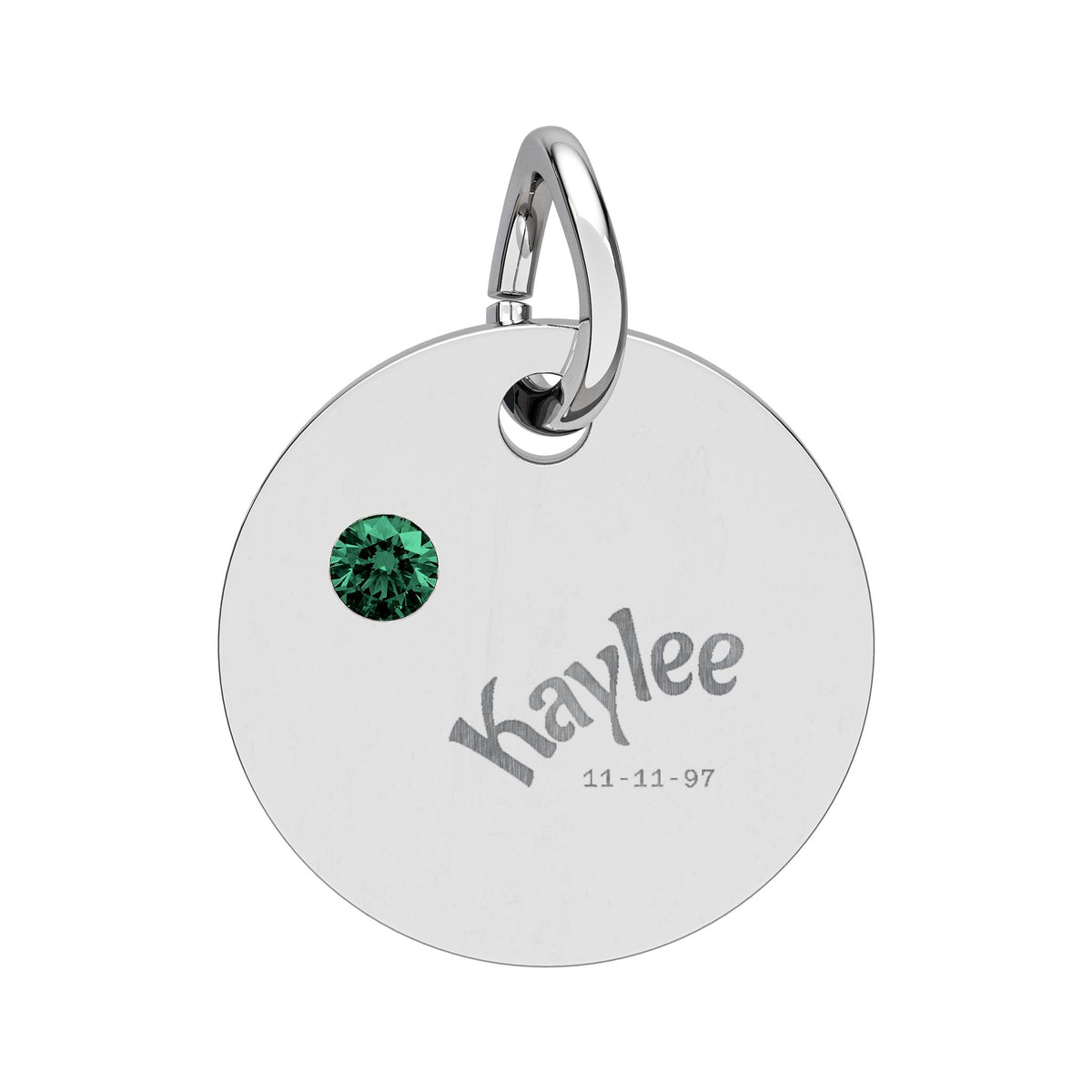 Engraved Birthstone Circle Charm Personalized Pendant | Stainless Steel