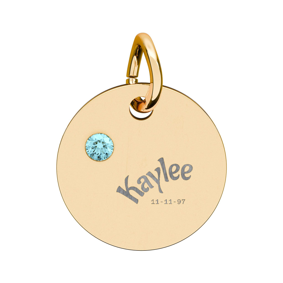 Engraved Birthstone Circle Charm Personalized Pendant | Stainless Steel