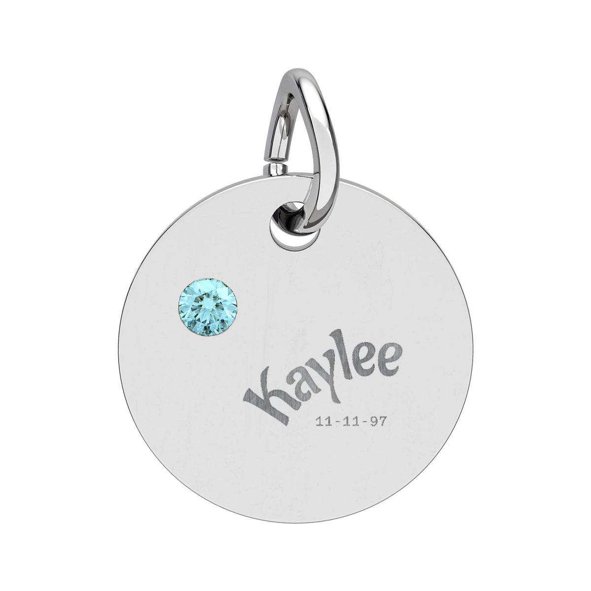 Engraved Birthstone Circle Charm Personalized Pendant | Stainless Steel