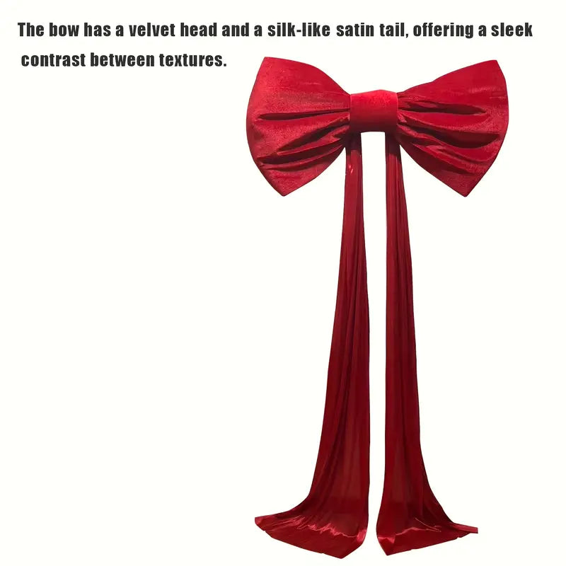 Giant Christmas Bow Velvet Red | Large Bow Door Decor 31.5" | Christmas Tree Topper Bow | Holiday Door Bow