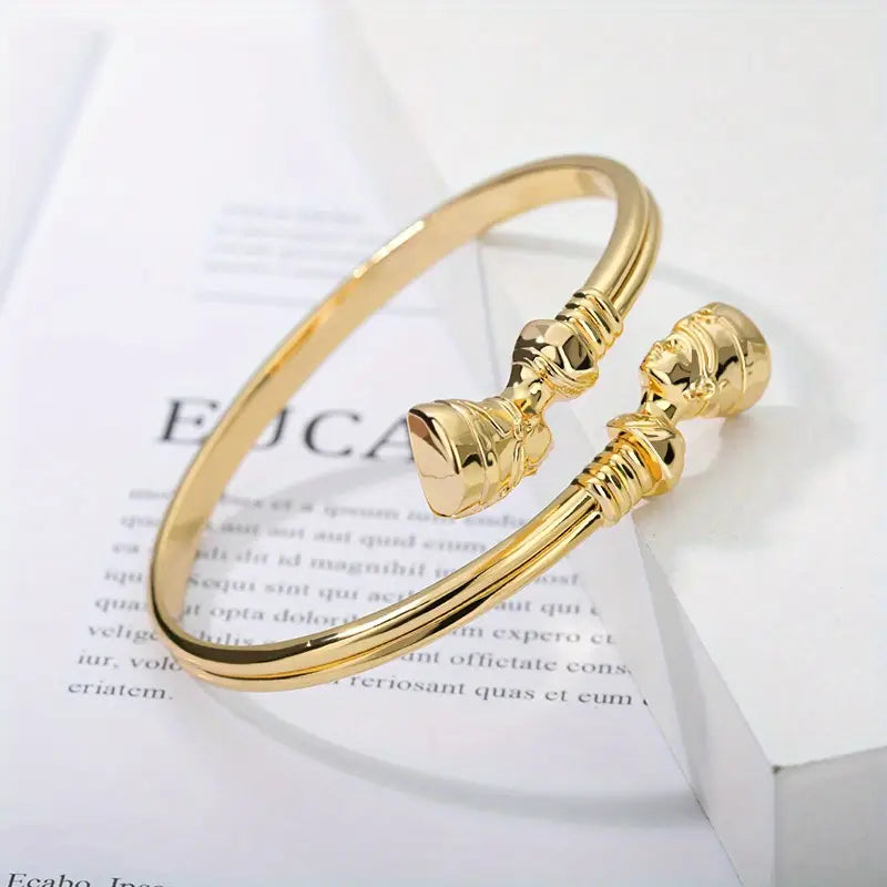 Nefertiti Gold Bangle Bracelet Elegant Egyptian Queen Jewelry Gift for Her