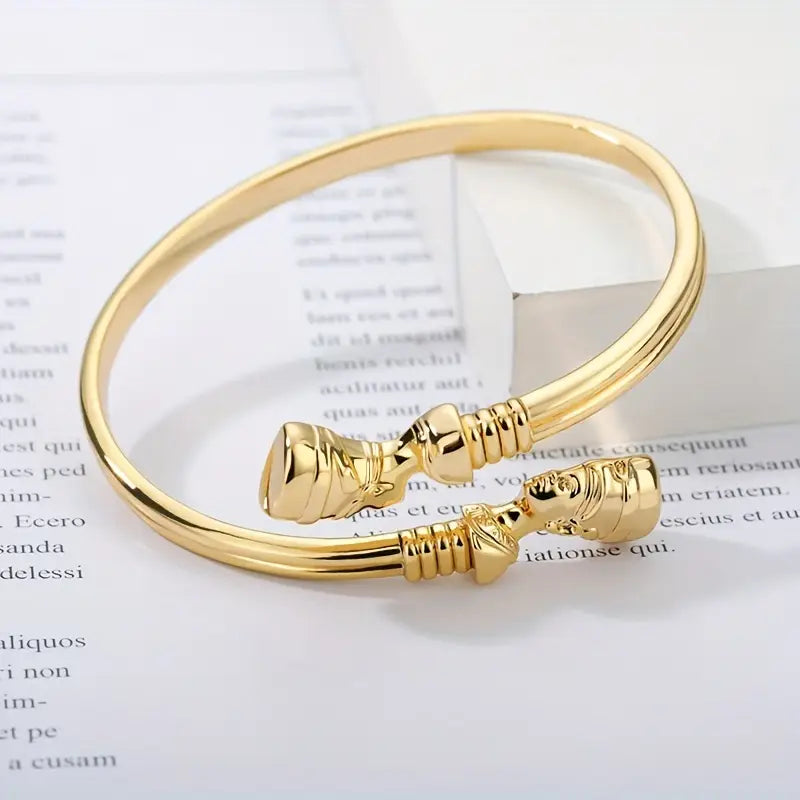 Nefertiti Gold Bangle Bracelet Elegant Egyptian Queen Jewelry Gift for Her