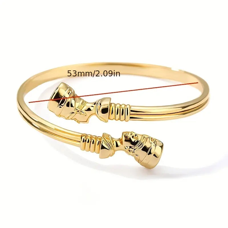 Nefertiti Gold Bangle Bracelet Elegant Egyptian Queen Jewelry Gift for Her