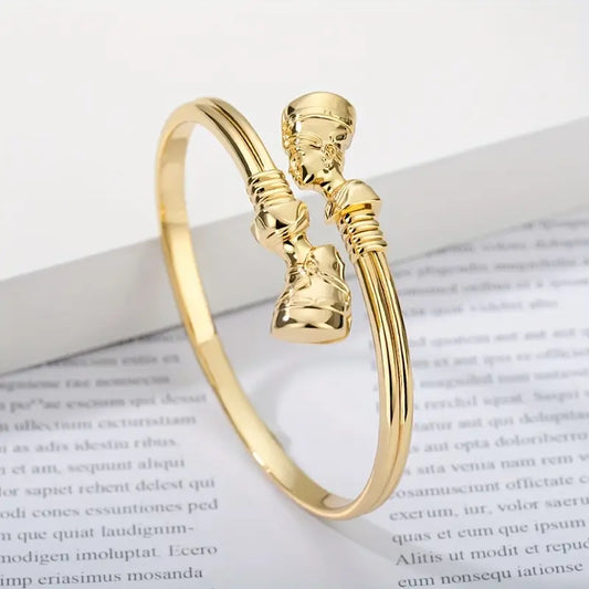 Nefertiti Gold Bangle Bracelet Elegant Egyptian Queen Jewelry Gift for Her
