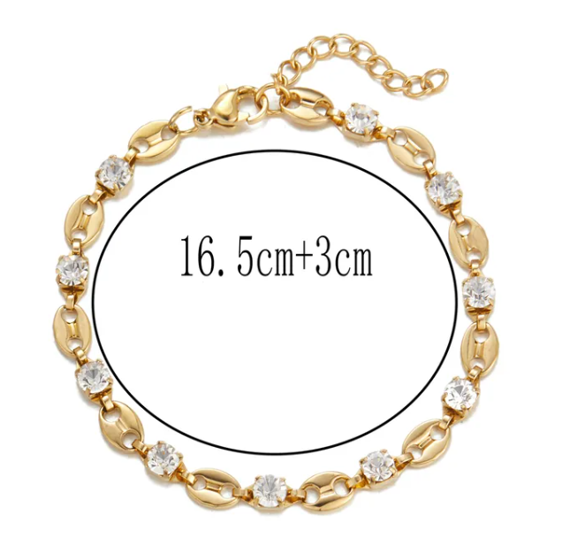 Silver Mariner Link Necklace | Crystal Rhinestone Chain | Stainless Steel Statement Necklace