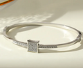 Geometric Pave Bangle Bracelet | 18K Gold Plated Crystal Cuff | Gold or Silver Stainless Steel Bangle